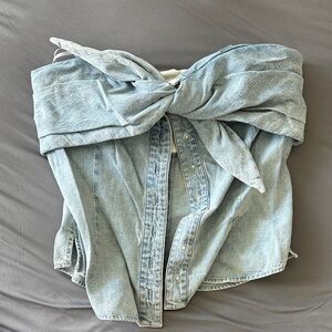 RtA Light Blue Denim Corset Shirt
